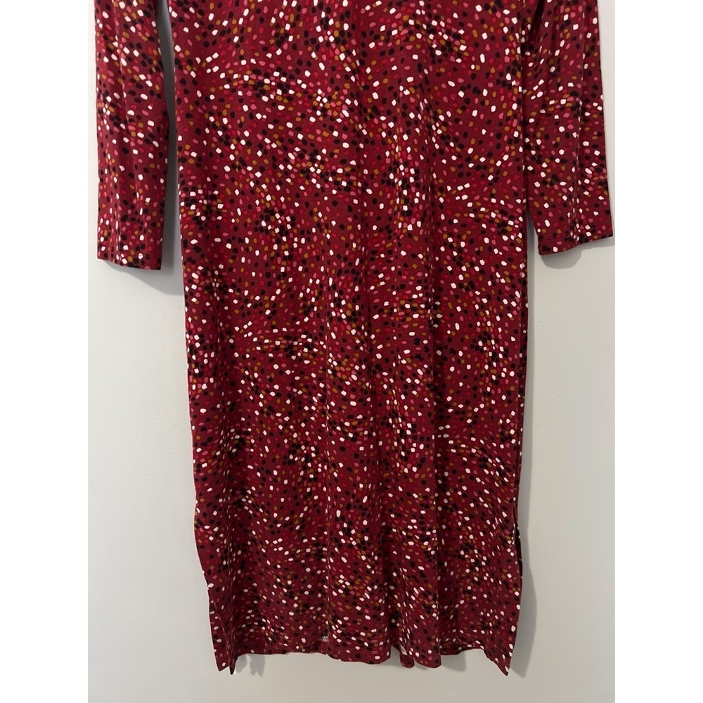 Hobbs London Hatty Jersey Dress Women’s 10 Red Multi Long Sleeve Button Ruched - Picture 8 of 16
